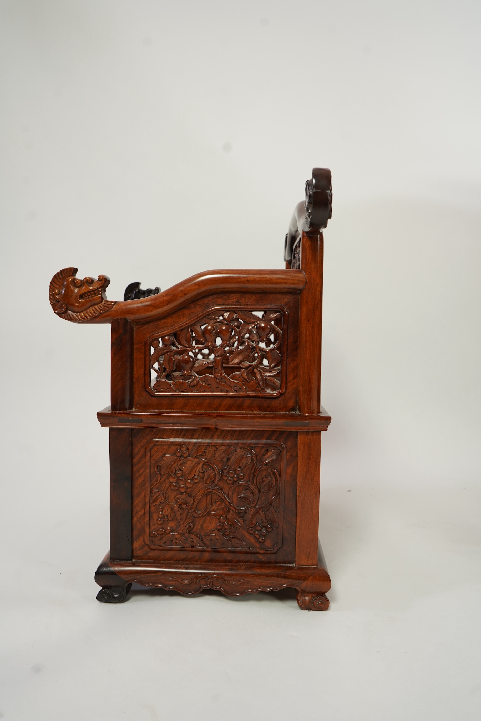 A Chinese huanghuali throne-shaped dressing cabinet, 20th century